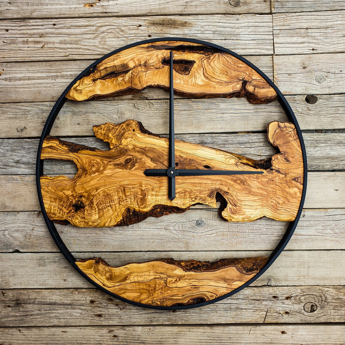 Custom Made Wall Clock, Olive Wood Wooden Wall Clock, Handmade Wooden Wall Clock, Wooden Wall Clock for Office, Rustic Clock, Christmas Gift