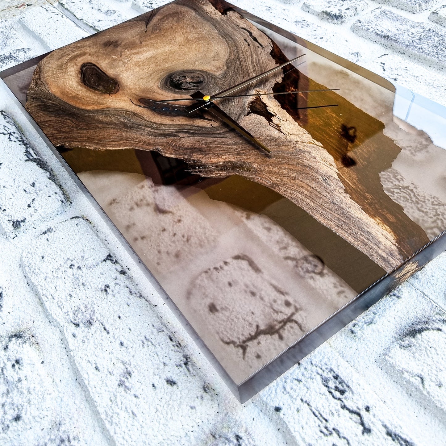 Resin & Black Walnut Wood Wall Clock, Epoxy and Wood Wall Clock, Unique Handmade Wall Decor