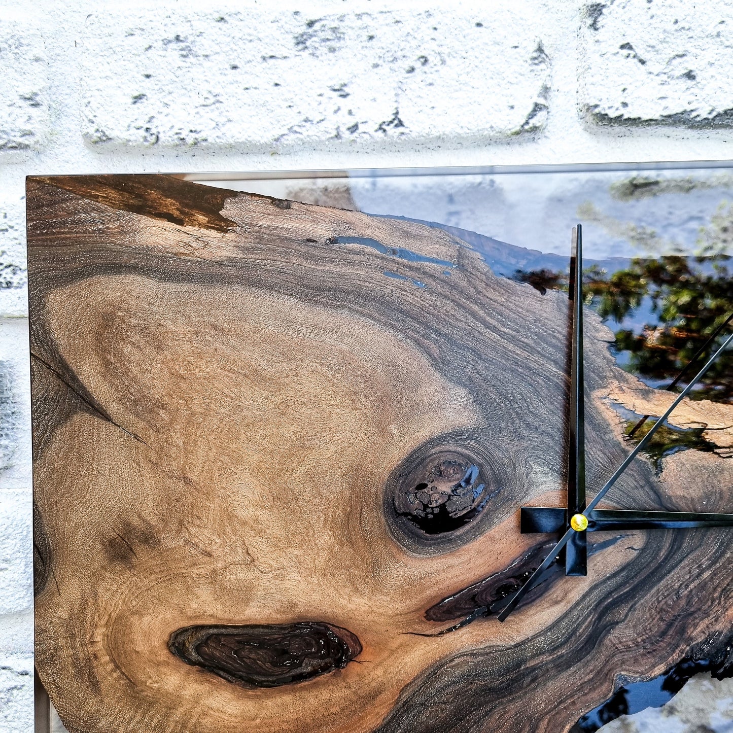 Resin & Black Walnut Wood Wall Clock, Epoxy and Wood Wall Clock, Unique Handmade Wall Decor