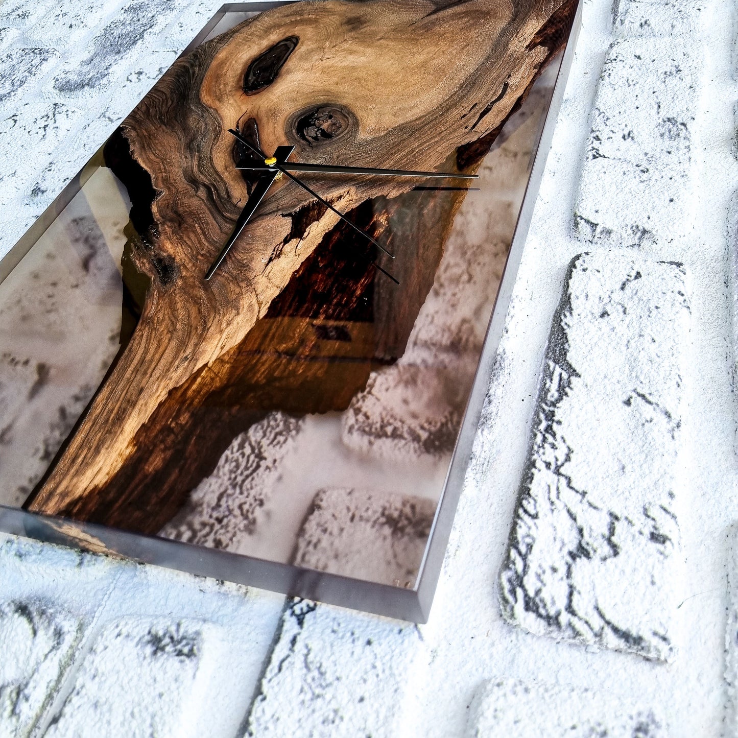 Resin & Black Walnut Wood Wall Clock, Epoxy and Wood Wall Clock, Unique Handmade Wall Decor