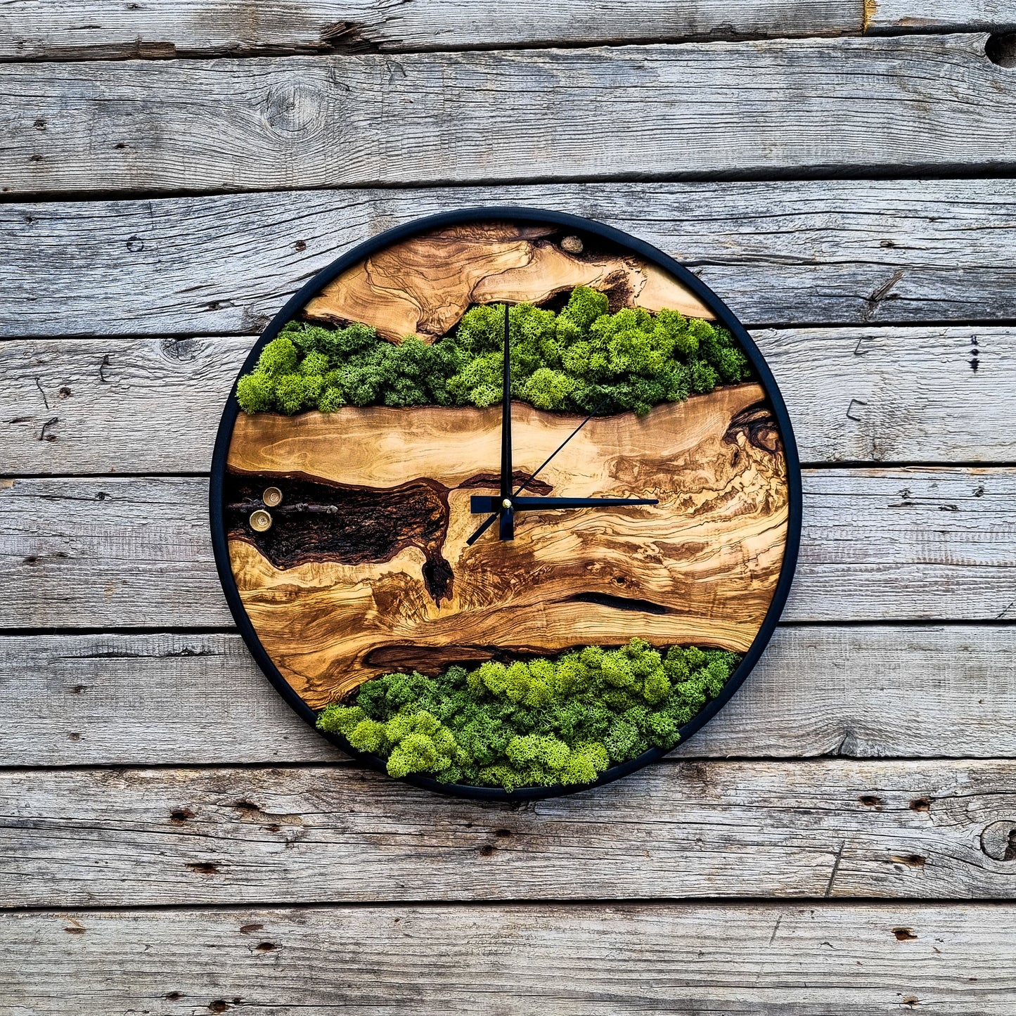Custom Made Moss & Wood Wall Clock-Made to Order Moss Wall Clock, Moss Wall Art, Moss Art With Wood, New Home Gift, Christmas Gift