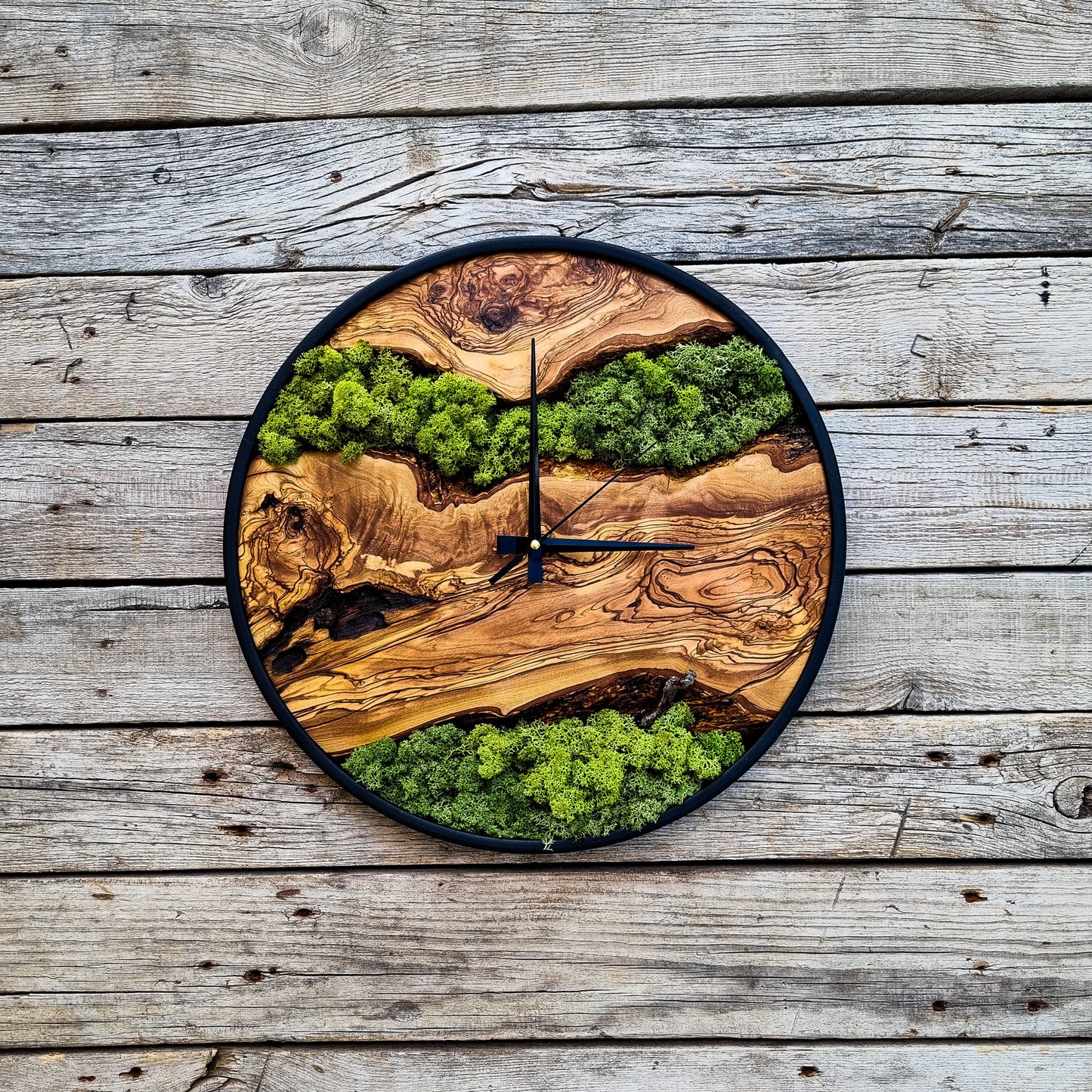 Custom Made Moss & Wood Wall Clock-Made to Order Moss Wall Clock, Moss Wall Art, Moss Art With Wood, New Home Gift, Christmas Gift