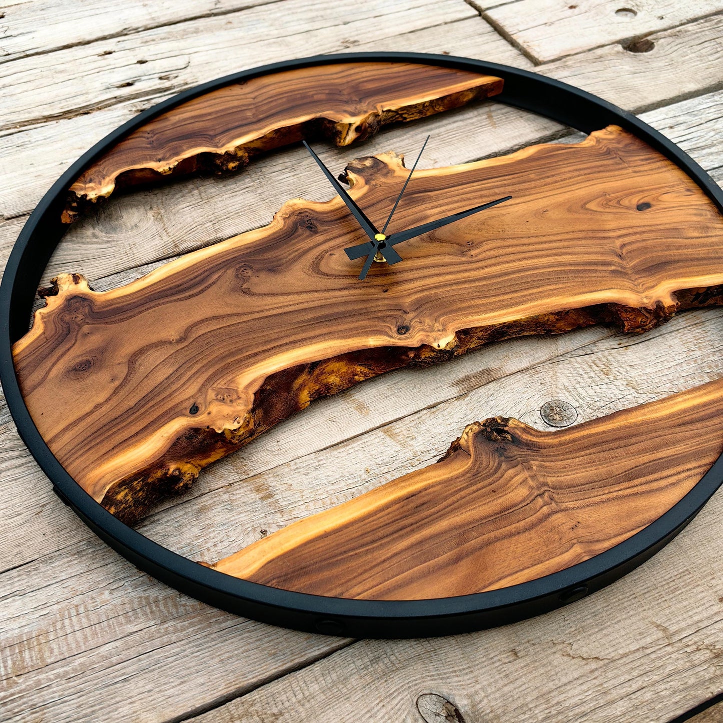 Custom Made Wood Wall Clock - Rustic & Unique Home Decor - Housewarming Gift Wall Clock - Metal Rustic Wooden Clock