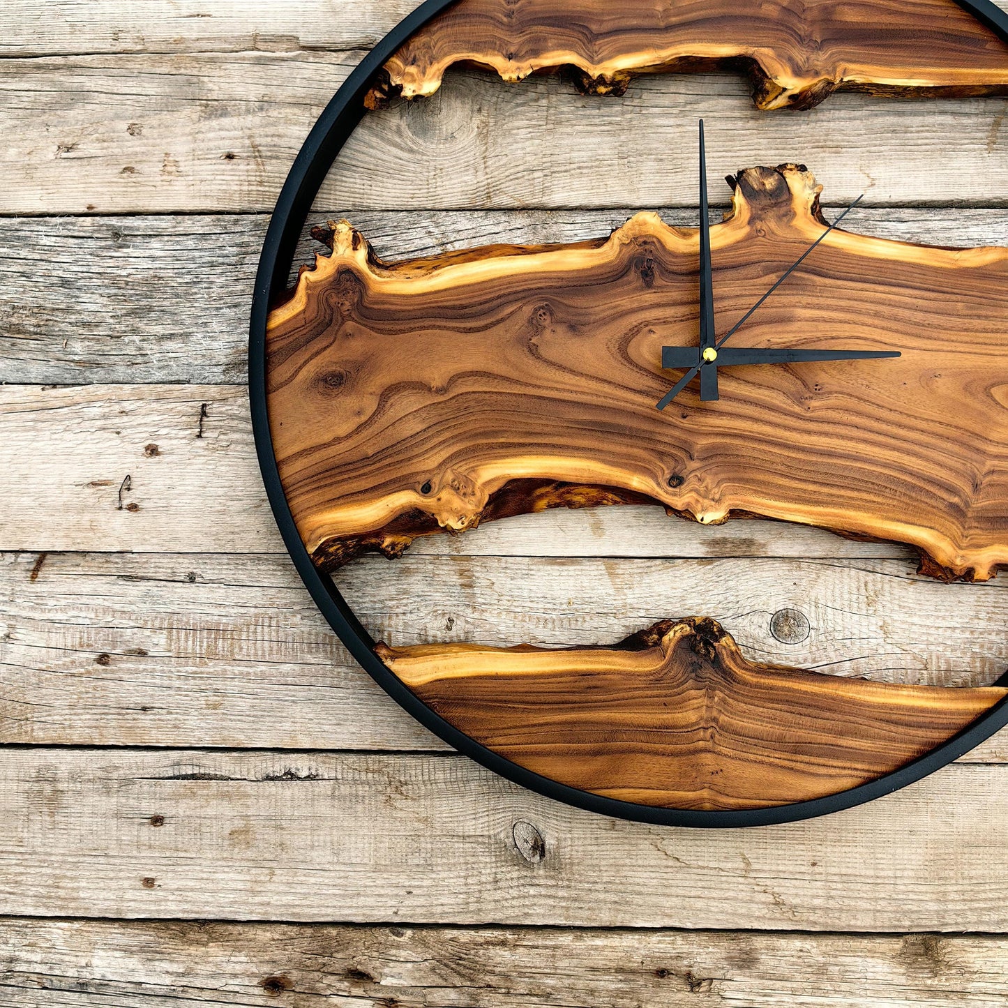Custom Made Wood Wall Clock - Rustic & Unique Home Decor - Housewarming Gift Wall Clock - Metal Rustic Wooden Clock