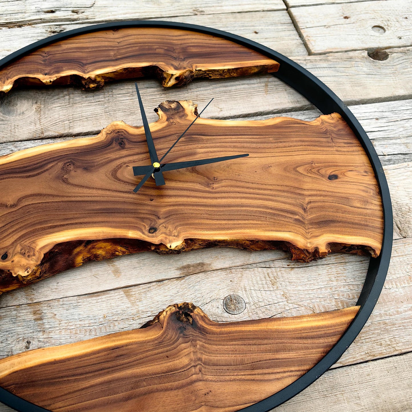 Custom Made Wood Wall Clock - Rustic & Unique Home Decor - Housewarming Gift Wall Clock - Metal Rustic Wooden Clock