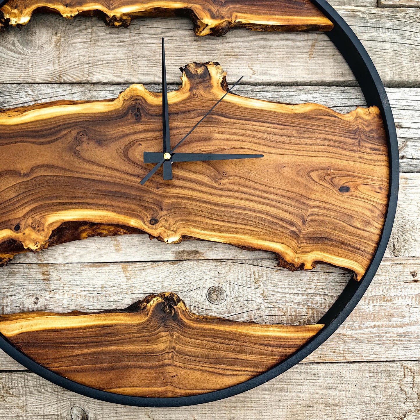 Custom Made Wood Wall Clock - Rustic & Unique Home Decor - Housewarming Gift Wall Clock - Metal Rustic Wooden Clock