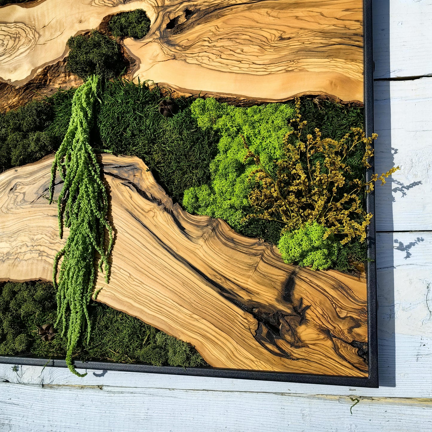 Moss & Wood Wall Art, Custom Made Moss and Olive Wood Wall Art, Unique Handmade Wall Hanging, Eco-Friendly Interior Accent