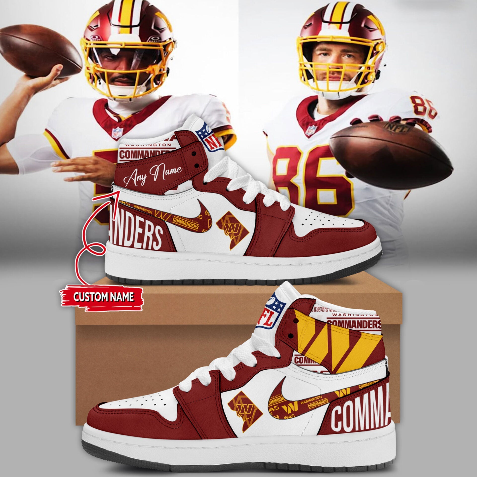 Limited Edition Washington Commanders AJ1 New Shoes