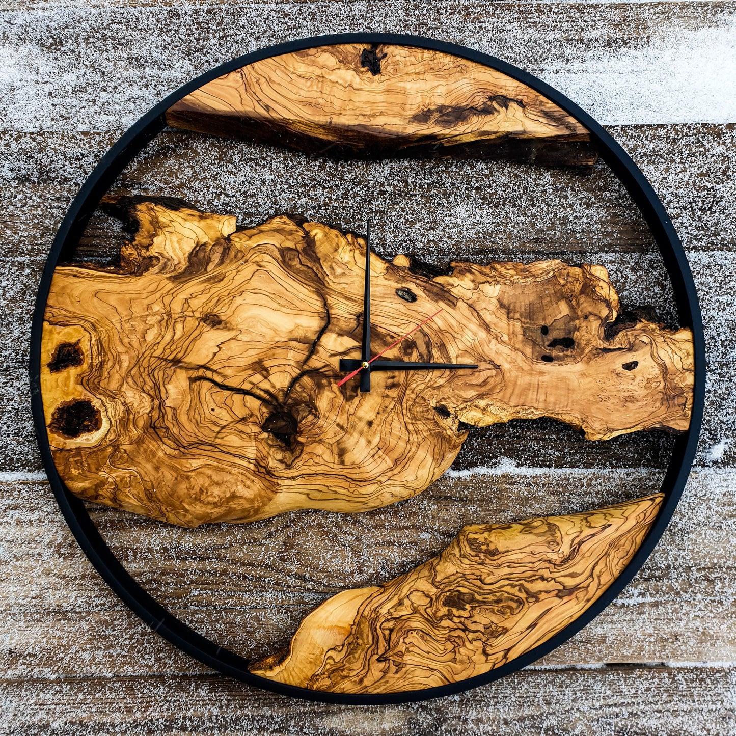 Olive Wood Wall Clock, Farmhouse Clock, Unique Wall Clock, Large Wall Clock, Live Edge Clock, Wooden Wall Art, Gift For Him