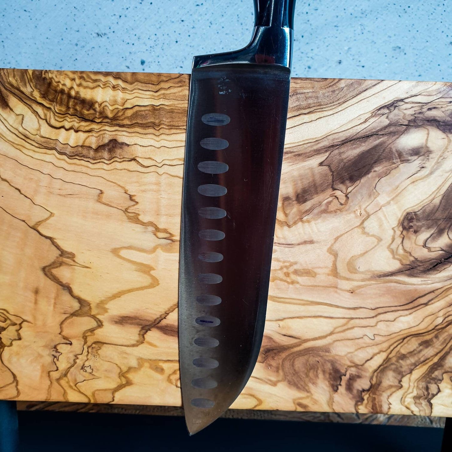 Magnetic Knife Holder, Wood Knife Holder, Knife Holder İron Base, Wood Knife Rack, Natural Edge Knife Holder, Olive Wood, Olive Wood