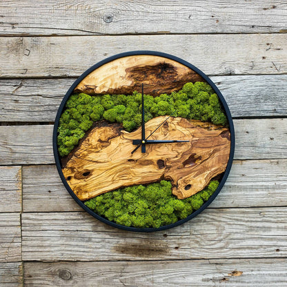 Custom Made Moss & Wood Wall Clock-Made to Order Moss Wall Clock, Moss Wall Art,  Moss Art With Wood,  New Home Gift, Christmas Gift