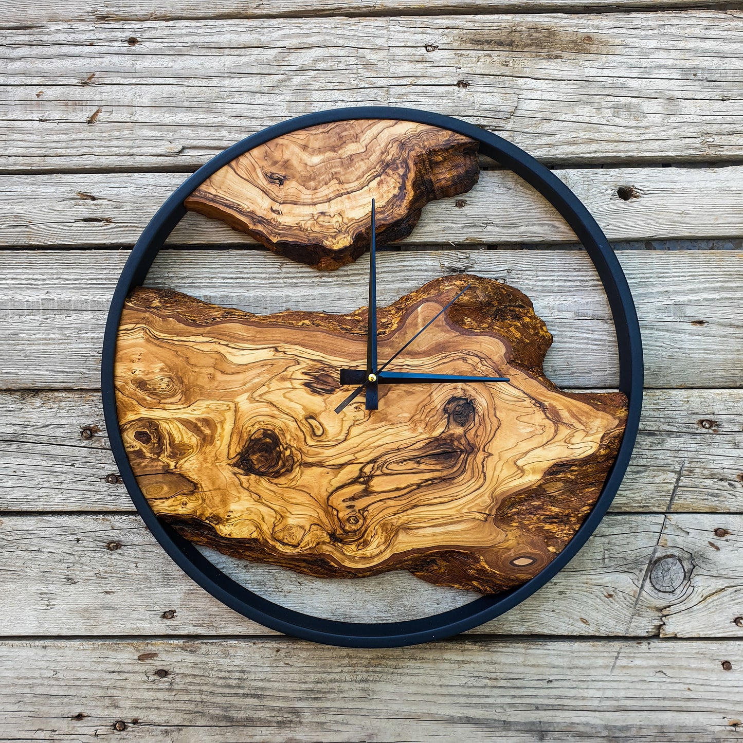 Custom Made Wall Clock, Olive Wood Wooden Wall Clock, Handmade Wooden Wall Clock, Wooden Wall Clock for Office, Rustic Clock, Christmas Gift