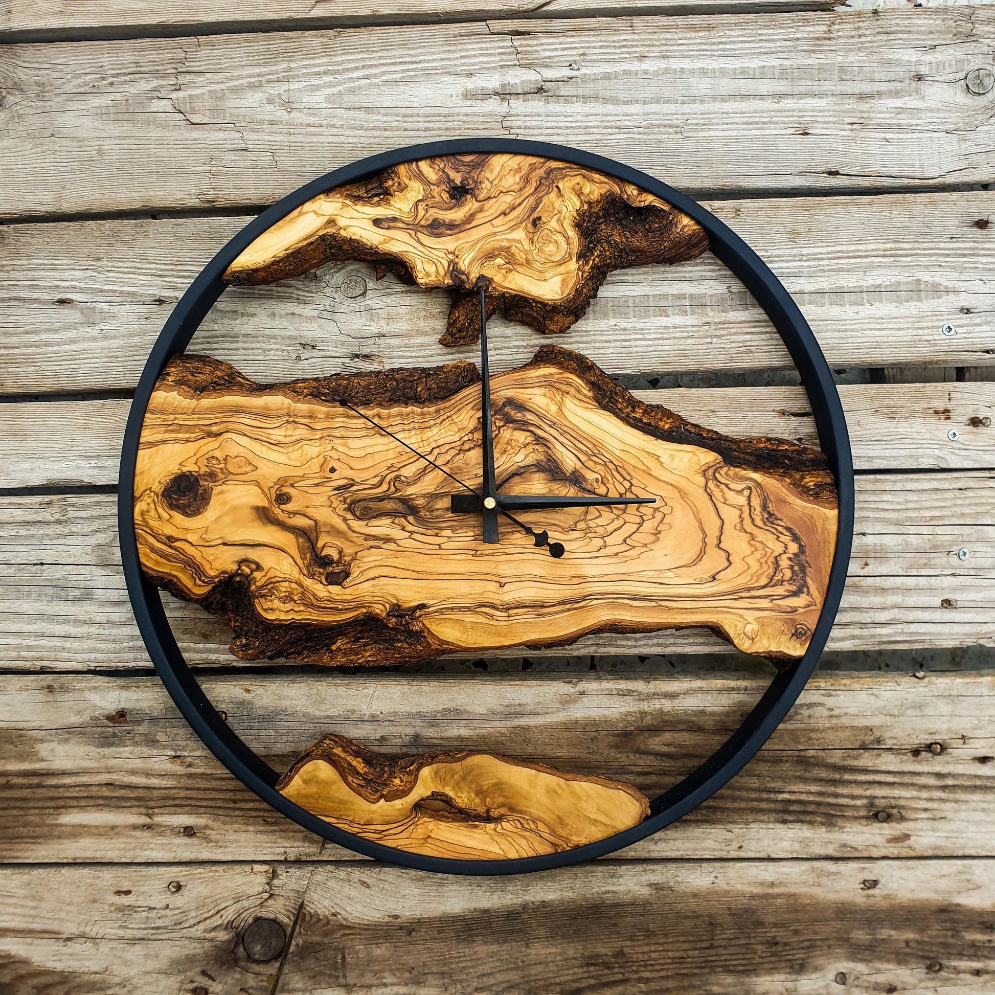 Custom Made Wall Clock, Olive Wood Wooden Wall Clock, Handmade Wooden Wall Clock, Wooden Wall Clock for Office, Rustic Clock, Christmas Gift