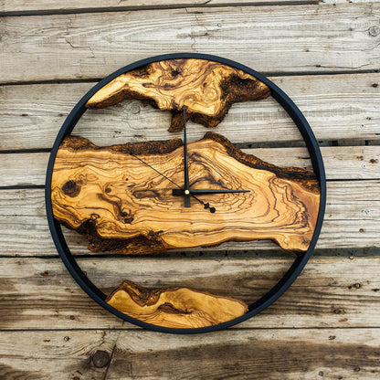 Custom Made Wall Clock, Olive Wood Wooden Wall Clock, Handmade Wooden Wall Clock, Wooden Wall Clock for Office, Rustic Clock, Christmas Gift