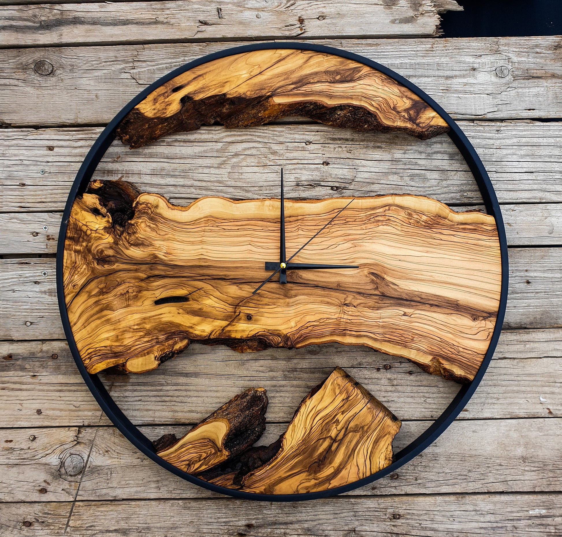 Custom Made Wall Clock, Olive Wood Wooden Wall Clock, Handmade Wooden Wall Clock, Wooden Wall Clock for Office, Rustic Clock, Christmas Gift