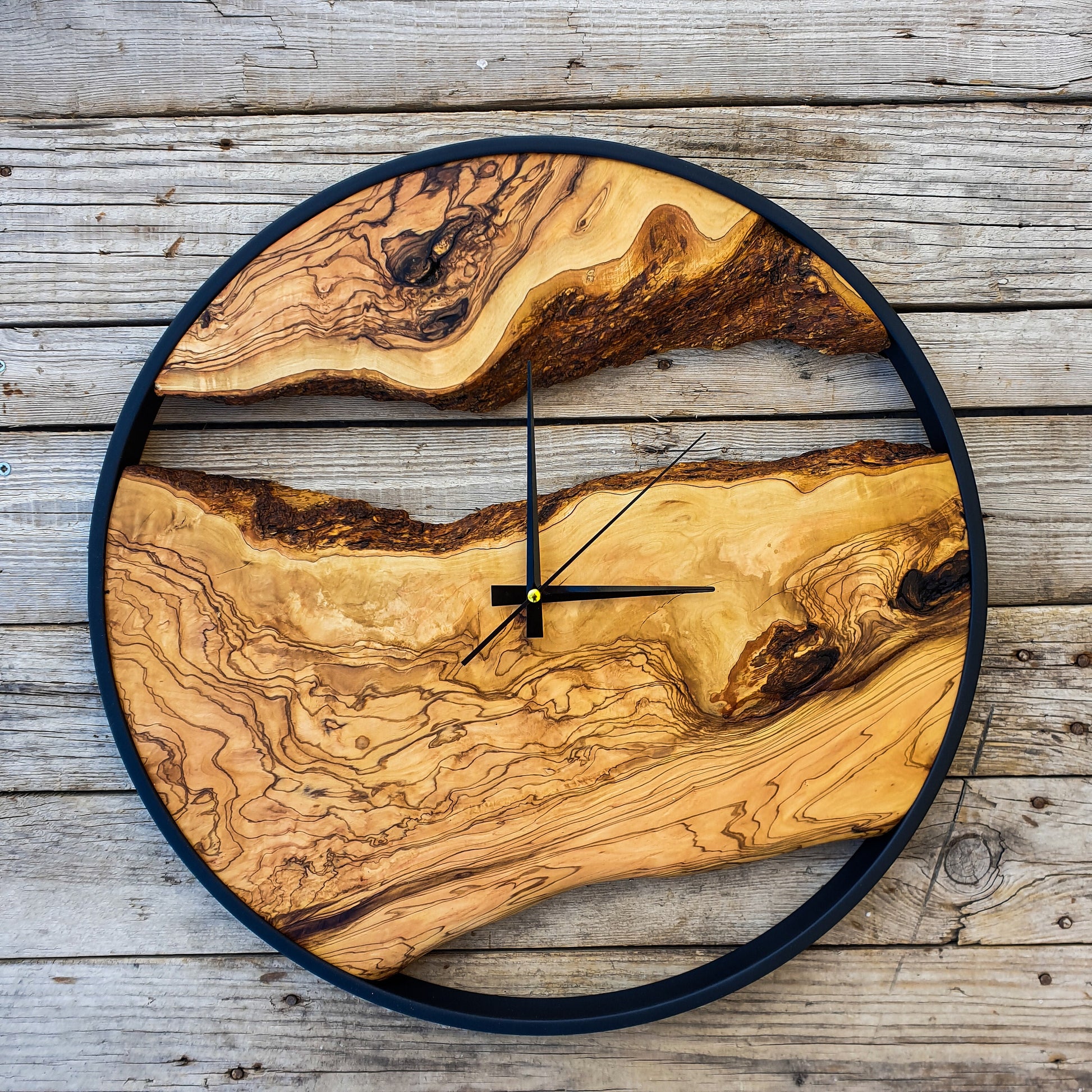 Custom Made Wall Clock, Olive Wood Wooden Wall Clock, Handmade Wooden Wall Clock, Wooden Wall Clock for Office, Rustic Clock, Christmas Gift