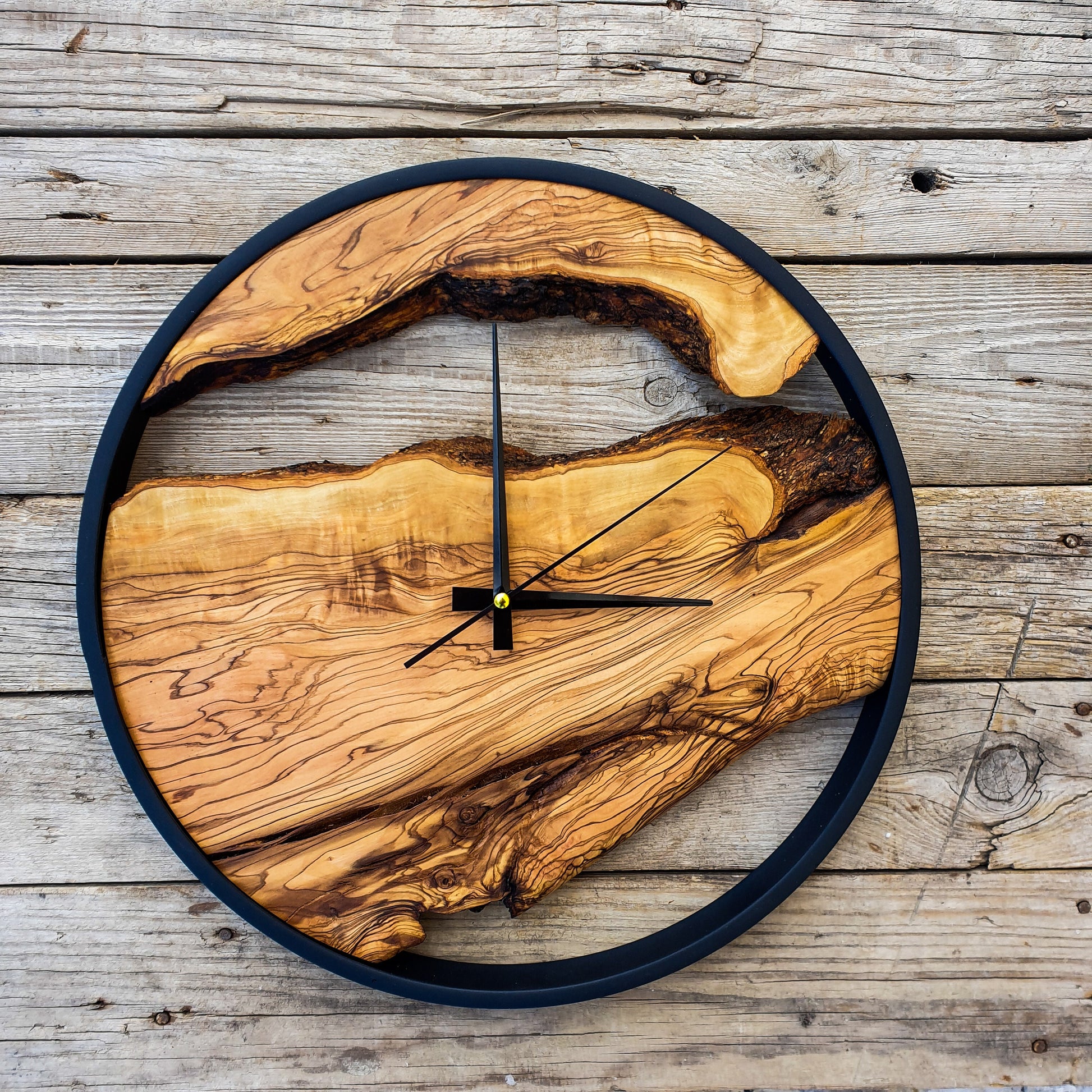 Custom Made Wall Clock, Olive Wood Wooden Wall Clock, Handmade Wooden Wall Clock, Wooden Wall Clock for Office, Rustic Clock, Christmas Gift
