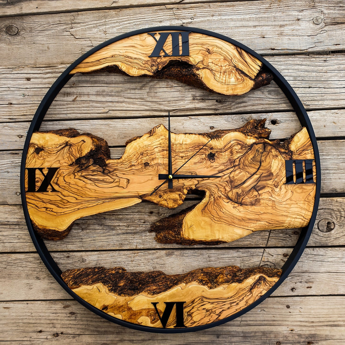 Custom Made Wall Clock, Olive Wood Wooden Wall Clock, Handmade Wooden Wall Clock, Wooden Wall Clock for Office, Rustic Clock, Christmas Gift