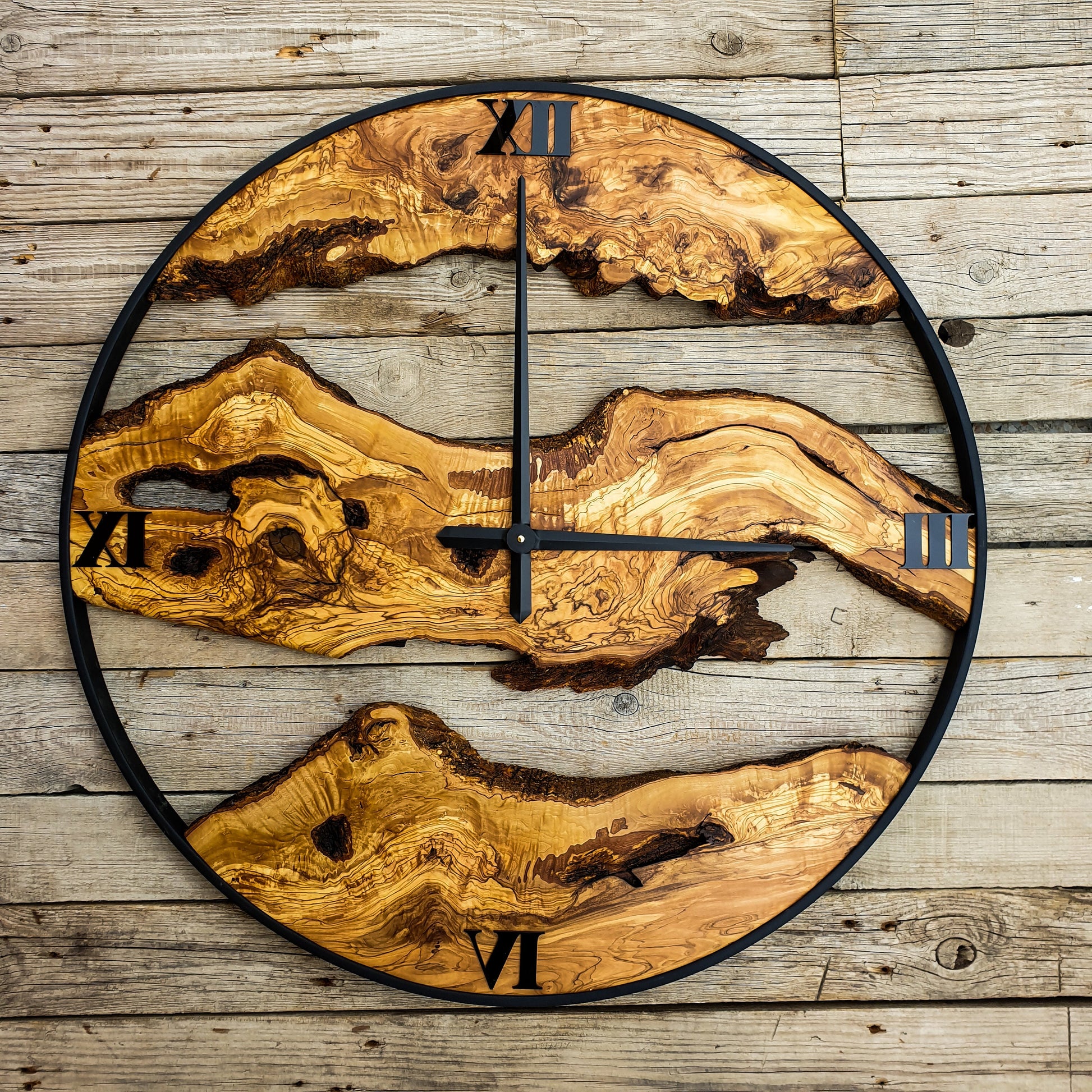 Custom Made Wall Clock, Olive Wood Wooden Wall Clock, Handmade Wooden Wall Clock, Wooden Wall Clock for Office, Rustic Clock, Christmas Gift