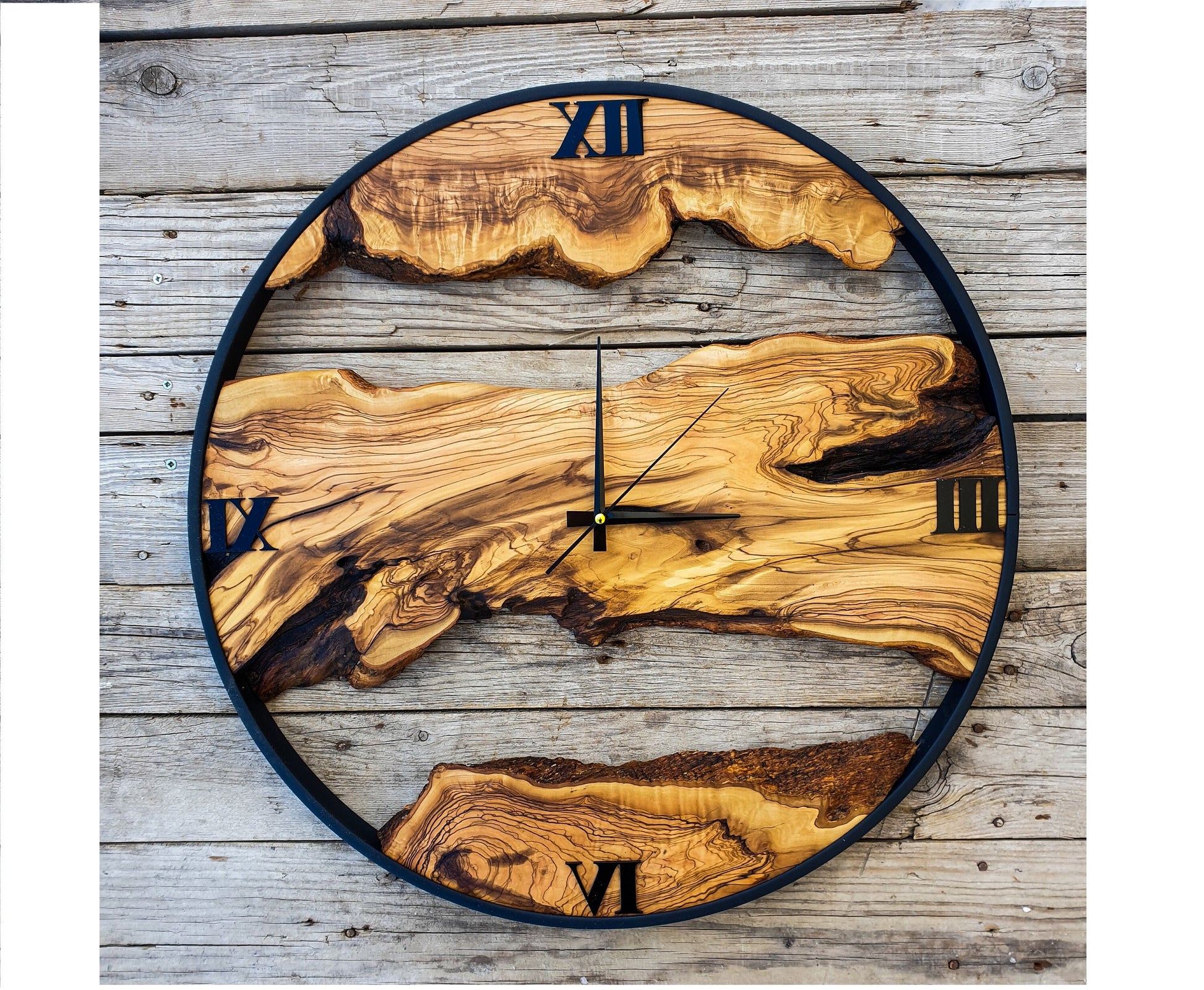 Custom Made Wall Clock, Olive Wood Wooden Wall Clock, Handmade Wooden Wall Clock, Wooden Wall Clock for Office, Rustic Clock, Christmas Gift