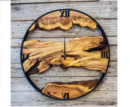 Custom Made Wall Clock, Olive Wood Wooden Wall Clock, Handmade Wooden Wall Clock, Wooden Wall Clock for Office, Rustic Clock, Christmas Gift