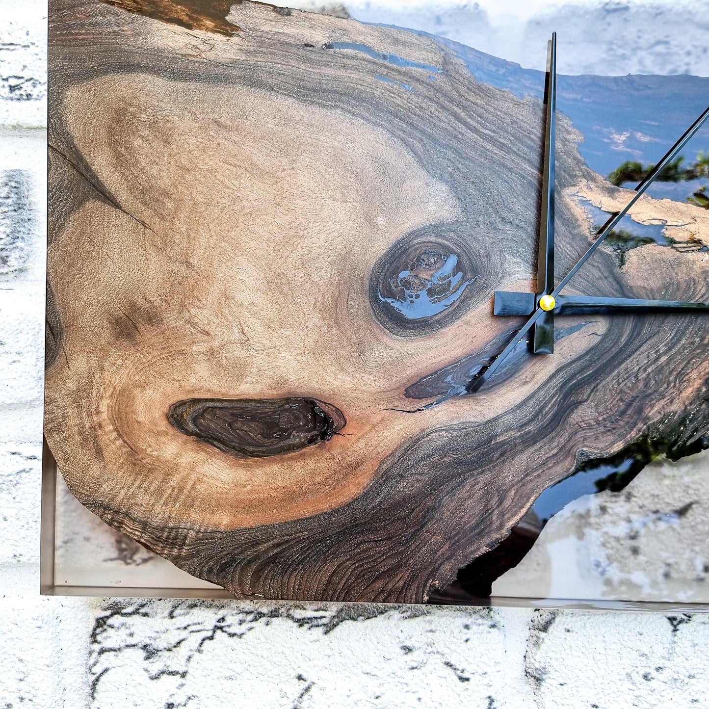 Resin & Black Walnut Wood Wall Clock, Epoxy and Wood Wall Clock, Unique Handmade Wall Decor