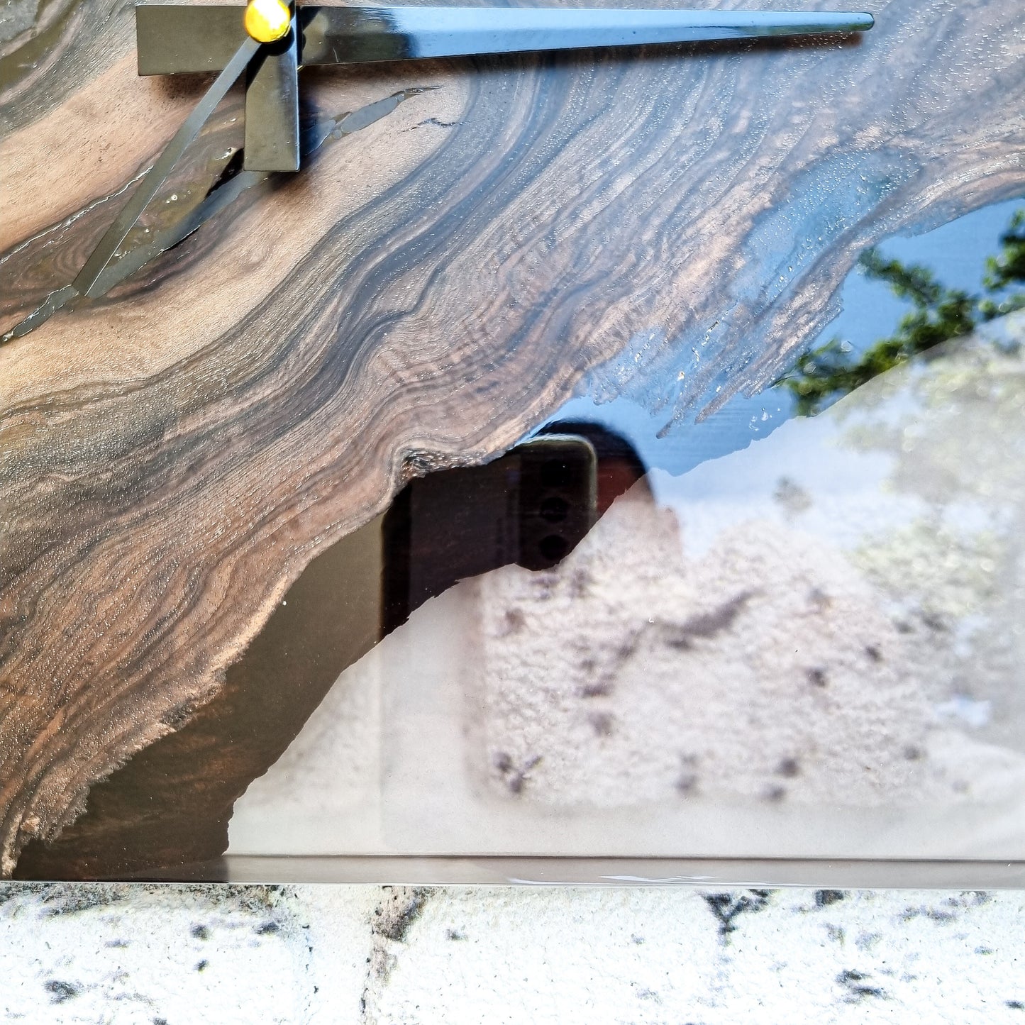 Resin & Black Walnut Wood Wall Clock, Epoxy and Wood Wall Clock, Unique Handmade Wall Decor