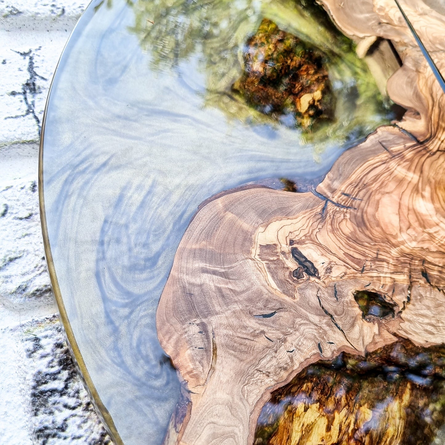 Resin & Olive Wood Wall Clock, Epoxy and Wood Wall Clock, Unique Handmade Wall Decor