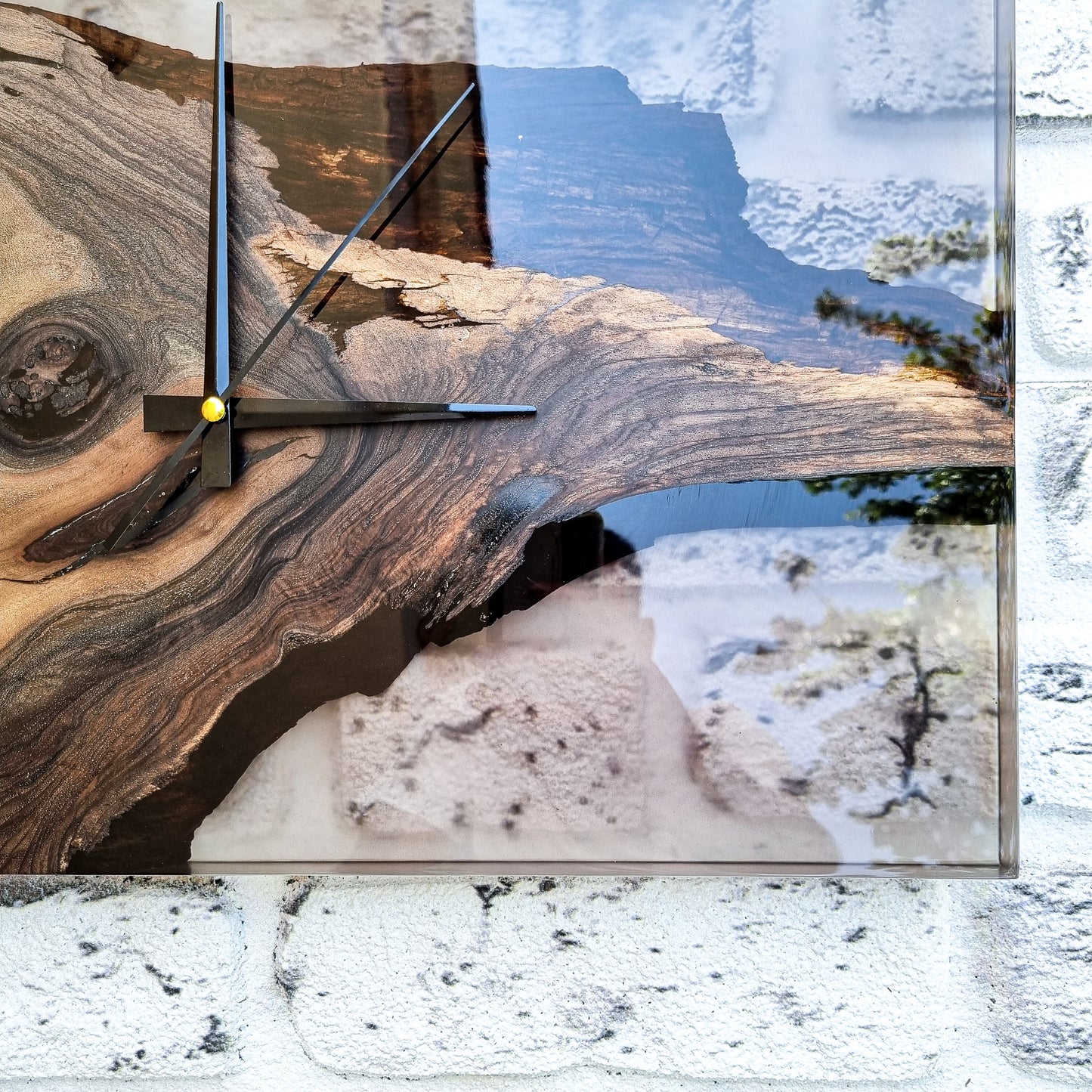 Resin & Black Walnut Wood Wall Clock, Epoxy and Wood Wall Clock, Unique Handmade Wall Decor