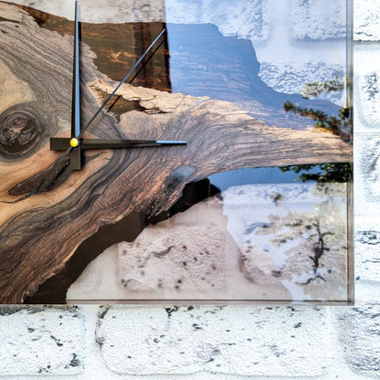 Resin & Black Walnut Wood Wall Clock, Epoxy and Wood Wall Clock, Unique Handmade Wall Decor