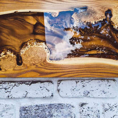 Resin Wooden Wall Decor, Home Decor Wall Art For Living Room, Epoxy Wall Decor Living Room, Aesthetic Boho Wall Decor