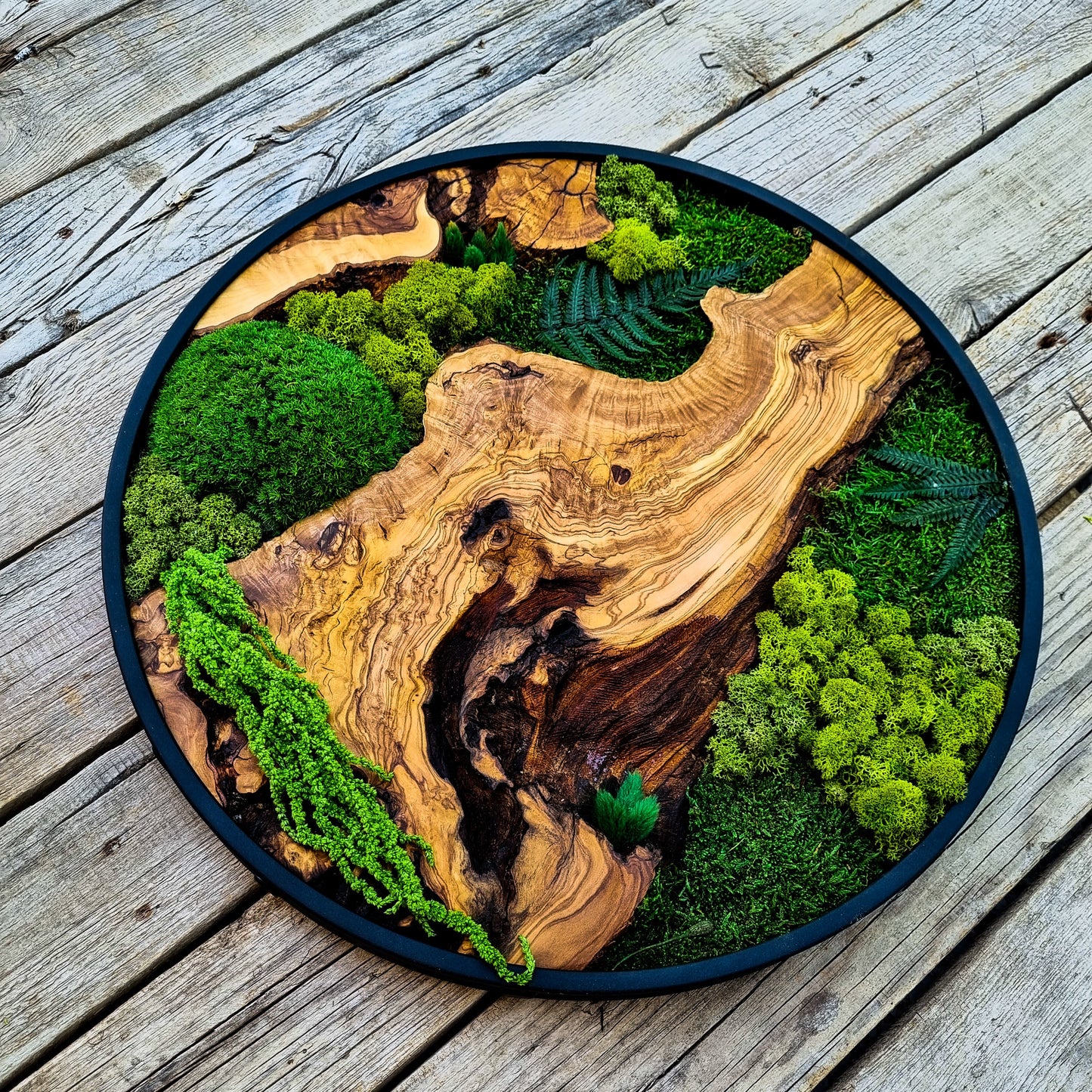 Bespoke Moss Wall Decor - Custom Made Moss Wood Wall Art - Preserved Moss Wall Decor - Wooden Wall Decor for Living Room - Christmas Gift