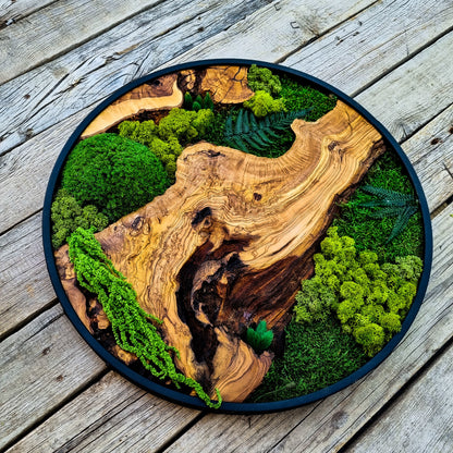 Bespoke Moss Wall Decor - Custom Made Moss Wood Wall Art - Preserved Moss Wall Decor - Wooden Wall Decor for Living Room - Christmas Gift