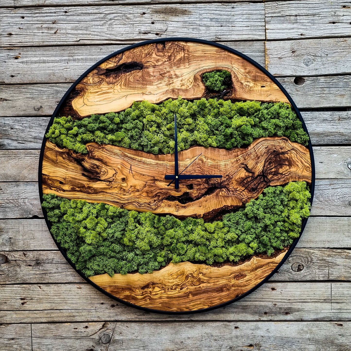 Custom Made Moss & Wood Wall Clock-Made to Order Moss Wall Clock, Moss Wall Art,  Moss Art With Wood,  New Home Gift, Christmas Gift