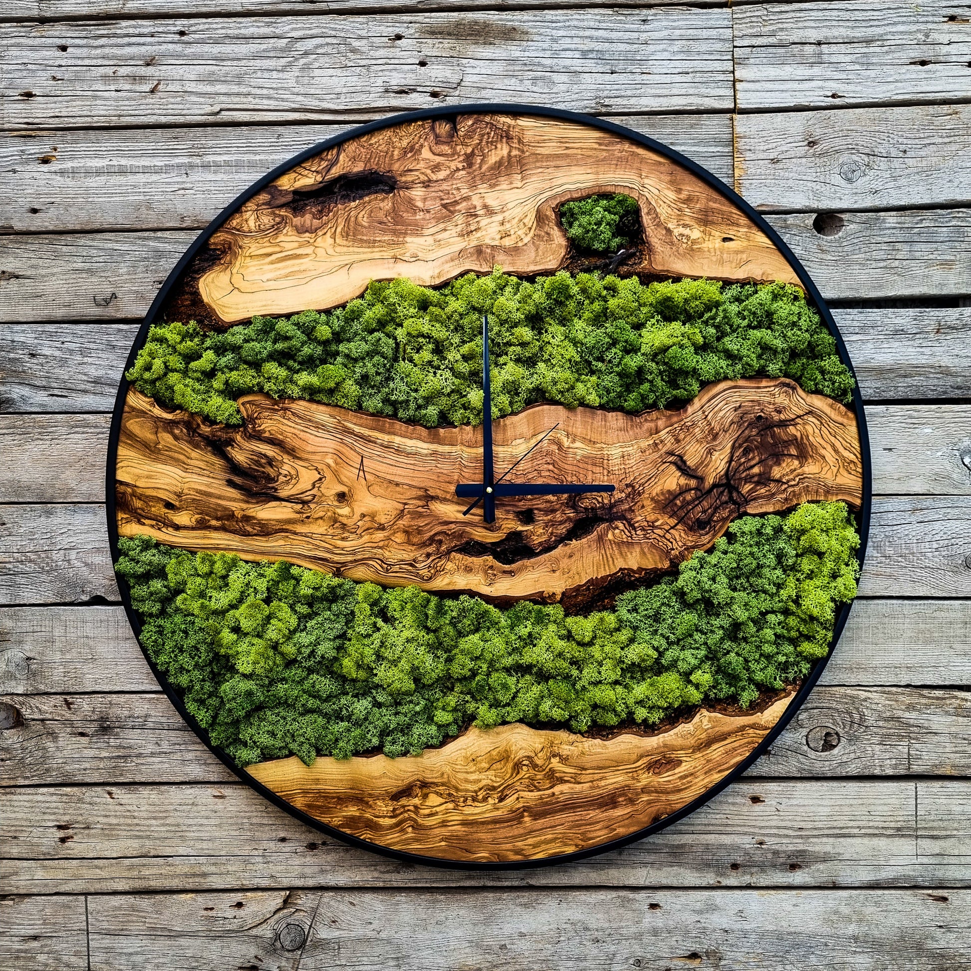 Custom Made Moss & Wood Wall Clock-Made to Order Moss Wall Clock, Moss Wall Art,  Moss Art With Wood,  New Home Gift, Christmas Gift