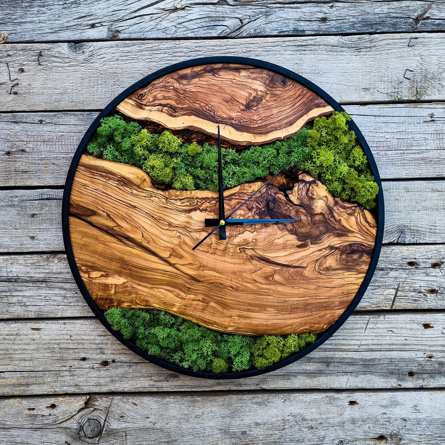 Custom Made Moss & Wood Wall Clock-Made to Order Moss Wall Clock, Moss Wall Art,  Moss Art With Wood,  New Home Gift, Christmas Gift