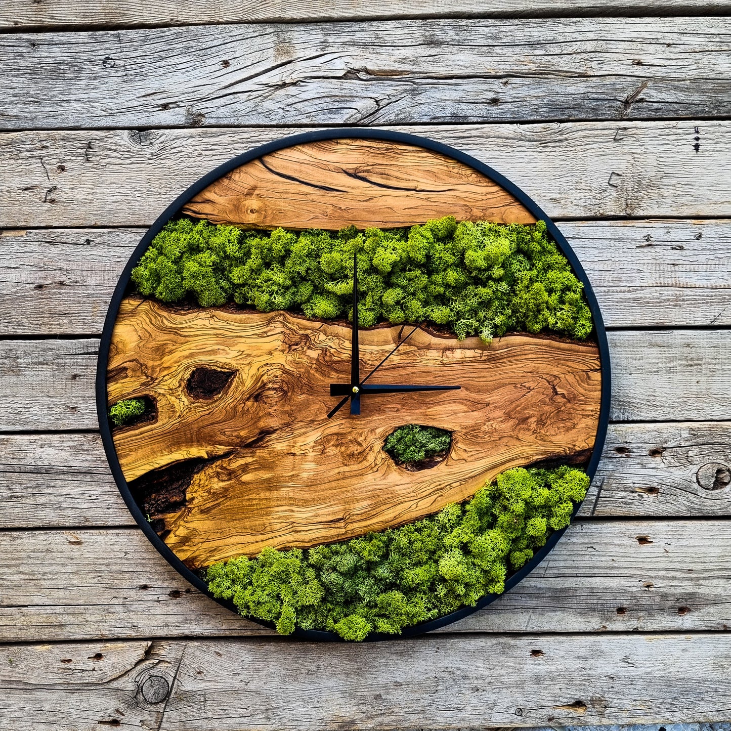 Custom Made Moss & Wood Wall Clock-Made to Order Moss Wall Clock, Moss Wall Art,  Moss Art With Wood,  New Home Gift, Christmas Gift