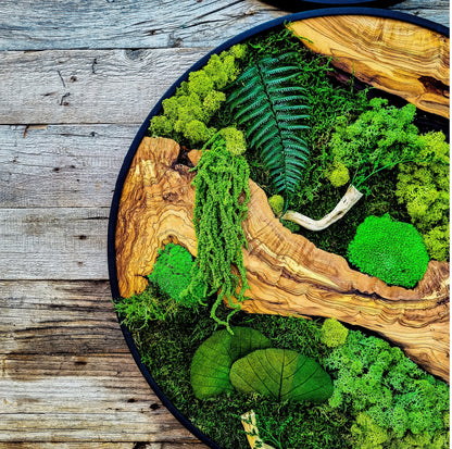 Custom Made Moss & Wood Wall-Custom Wall Decor, Moss Wall Art, Botanical Wall Art, Wall Decoration, Unique Wall Decor, Living Room Decor