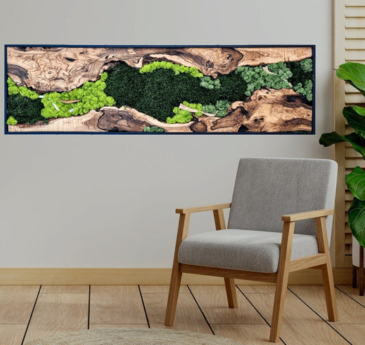 Moss Wall Decor - Olive Wood & Preserved Moss Wall Art
