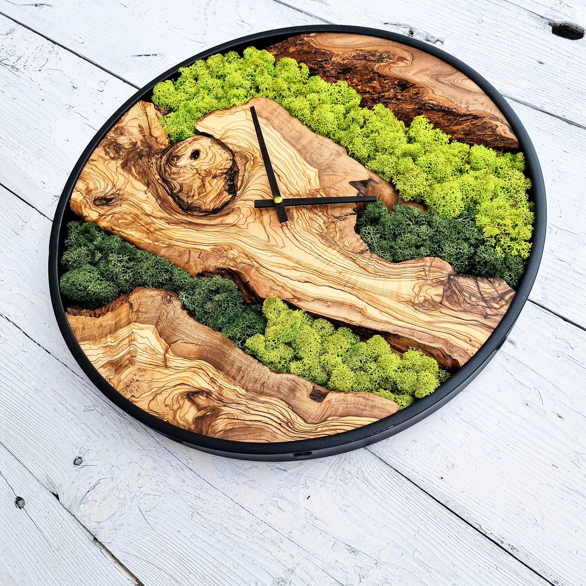 Moss Wall Clock, Custom Made Moss & Wood Wall Clock