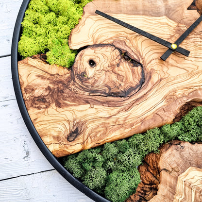 Moss Wall Clock, Custom Made Moss & Wood Wall Clock