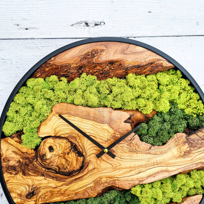 Moss Wall Clock, Custom Made Moss & Wood Wall Clock