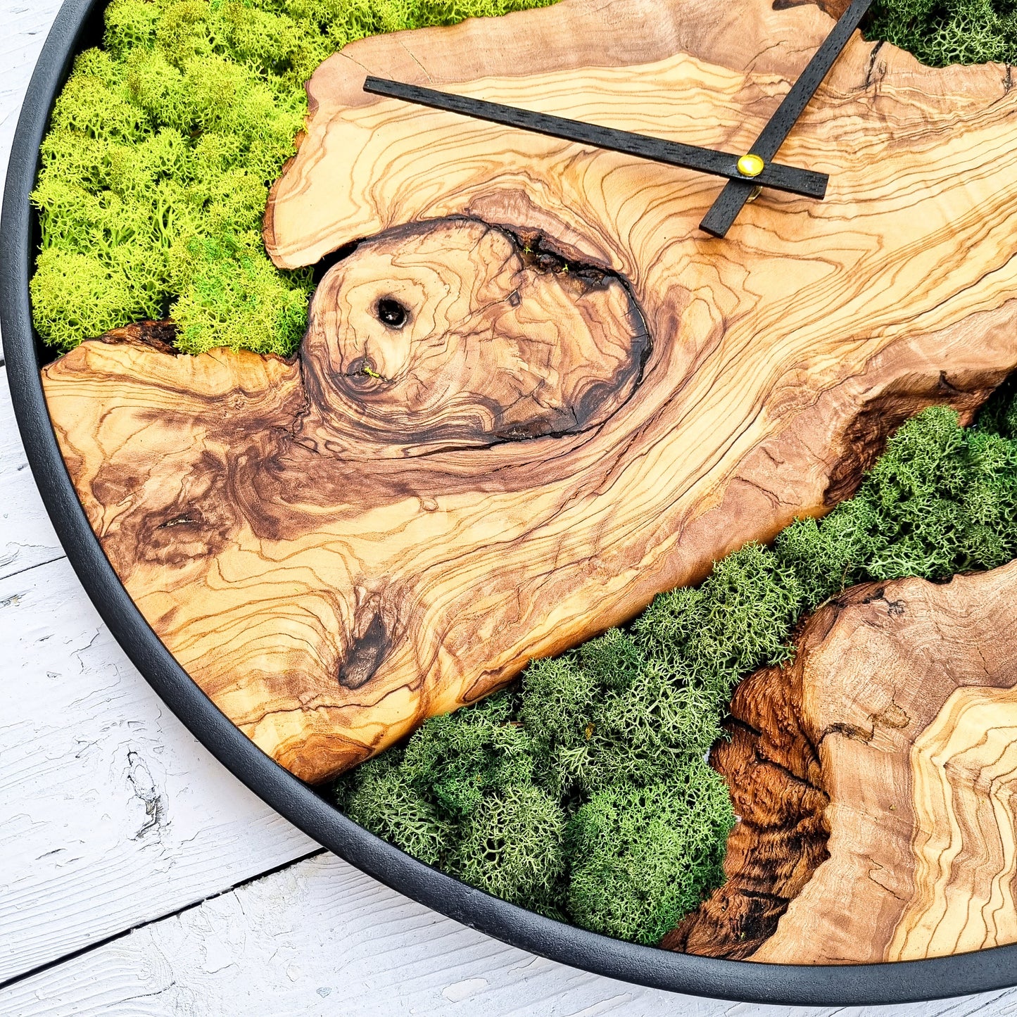 Moss Wall Clock, Custom Made Moss & Wood Wall Clock