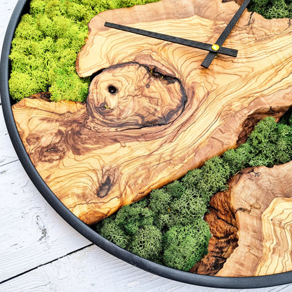 Moss Wall Clock, Custom Made Moss & Wood Wall Clock