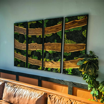 Moss Wall Decor, Moss Wall Art, Silverberry Wood & Preserved Moss