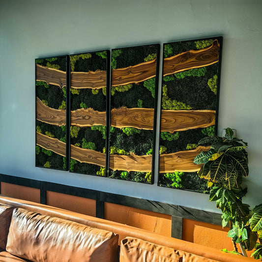 Moss Wall Decor, Moss Wall Art, Silverberry Wood & Preserved Moss