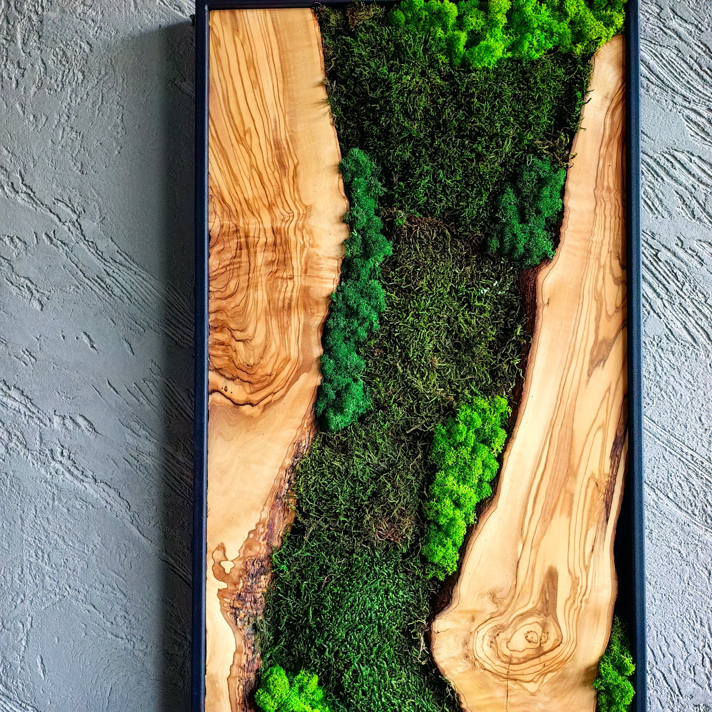 Moss Wall Decor - Olive Wood & Preserved Moss Wall Art, Bespoke Wall Hanging