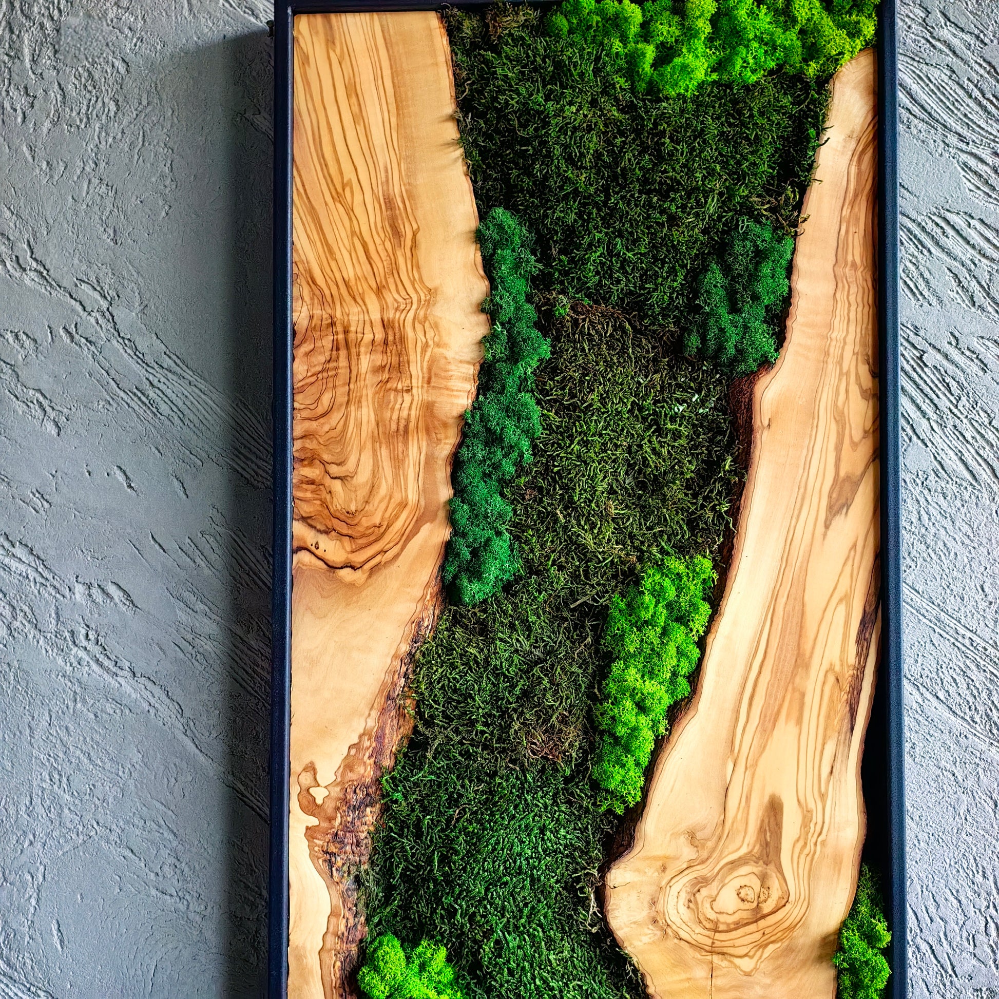 Moss Wall Decor - Olive Wood & Preserved Moss Wall Art, Bespoke Wall Hanging