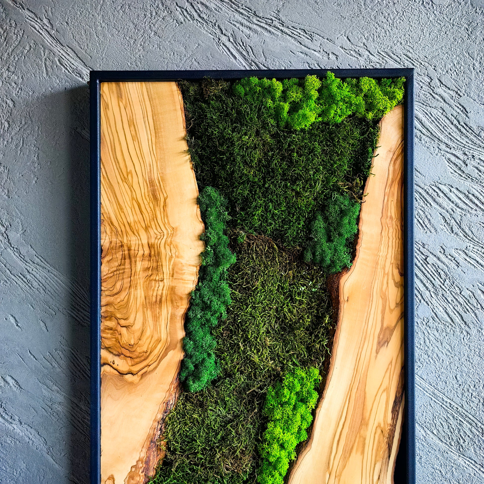 Moss Wall Decor - Olive Wood & Preserved Moss Wall Art, Bespoke Wall Hanging