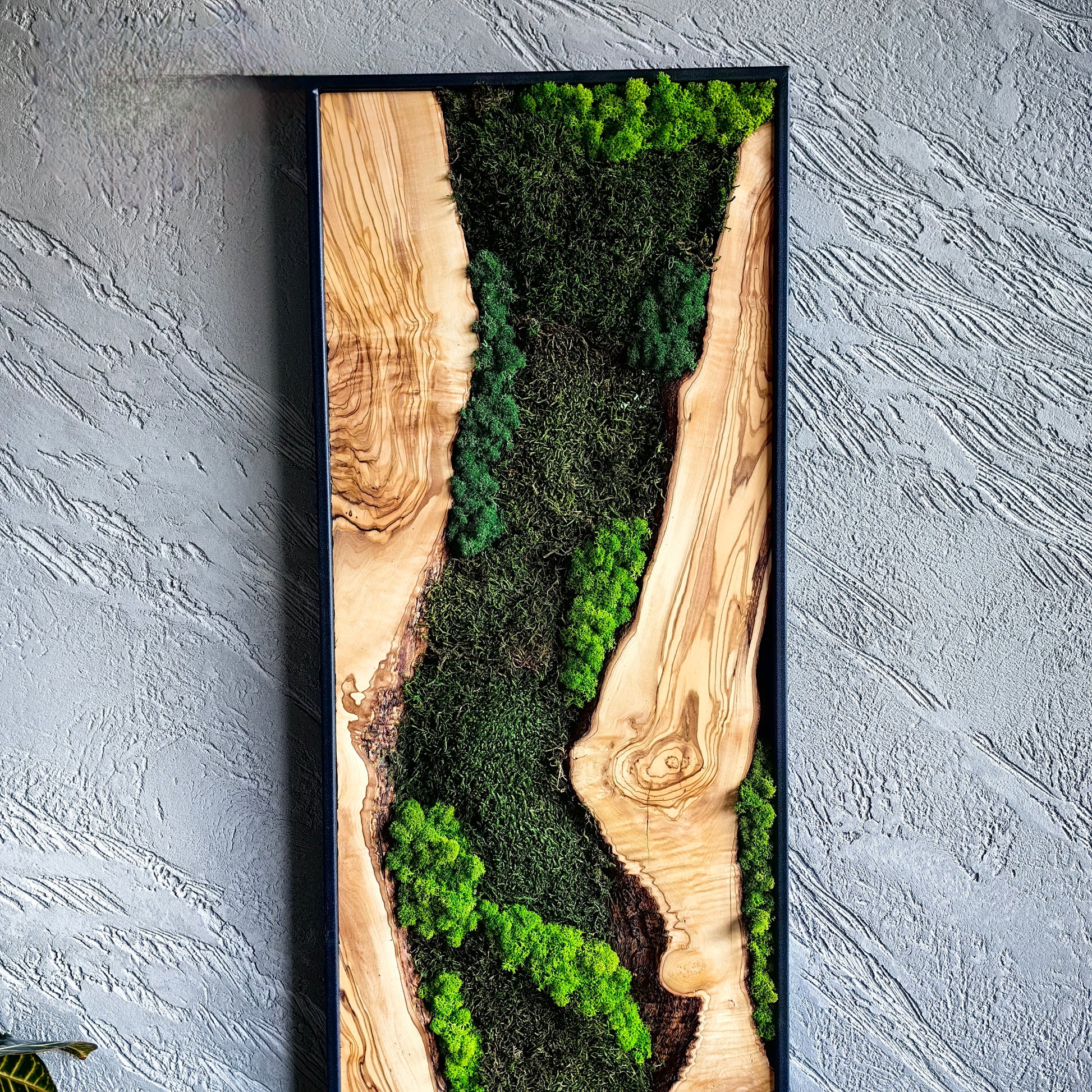 Moss Wall Decor - Olive Wood & Preserved Moss Wall Art, Bespoke Wall Hanging